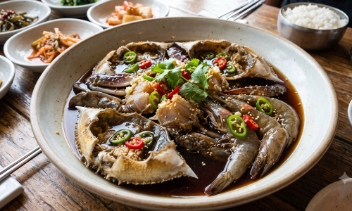 What happens when eating raw seafood marinated in soy sauce?