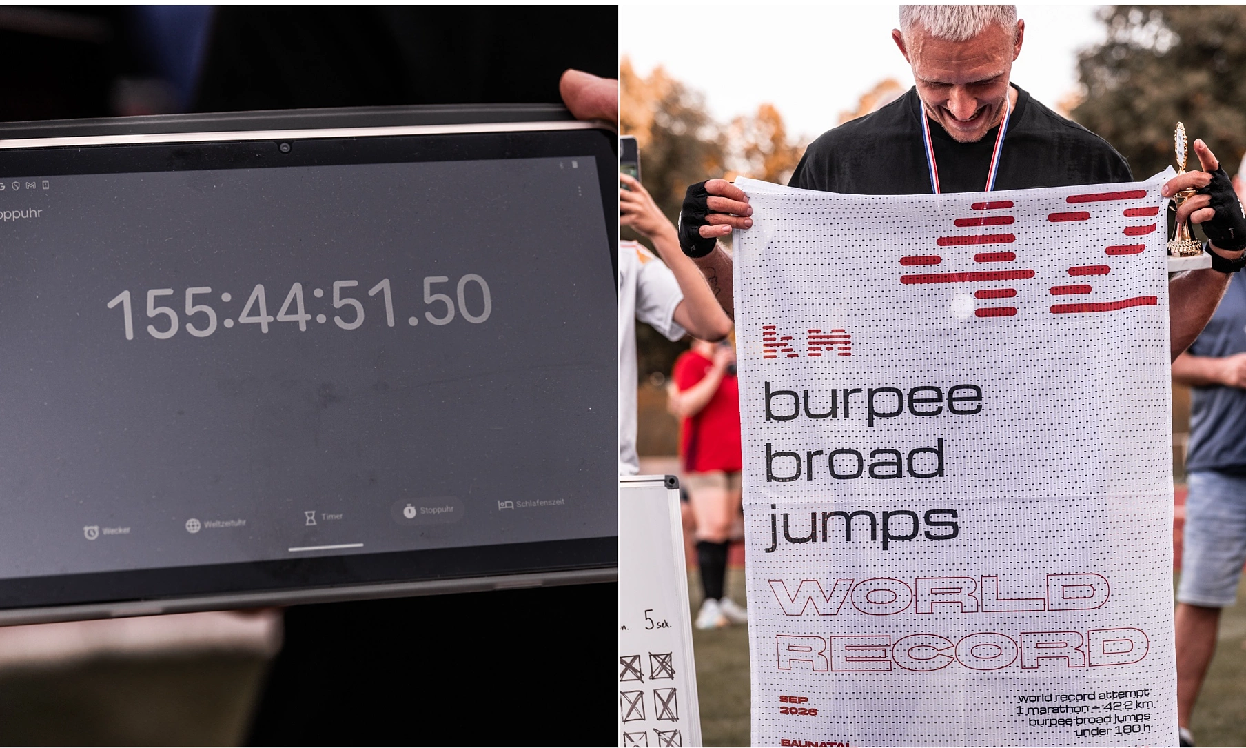 German athlete breaks marathon record with 30,000 burpee broad jumps