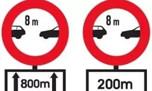 Two minimum distance signs often confuse drivers