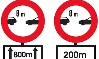 Two minimum distance signs often confuse drivers