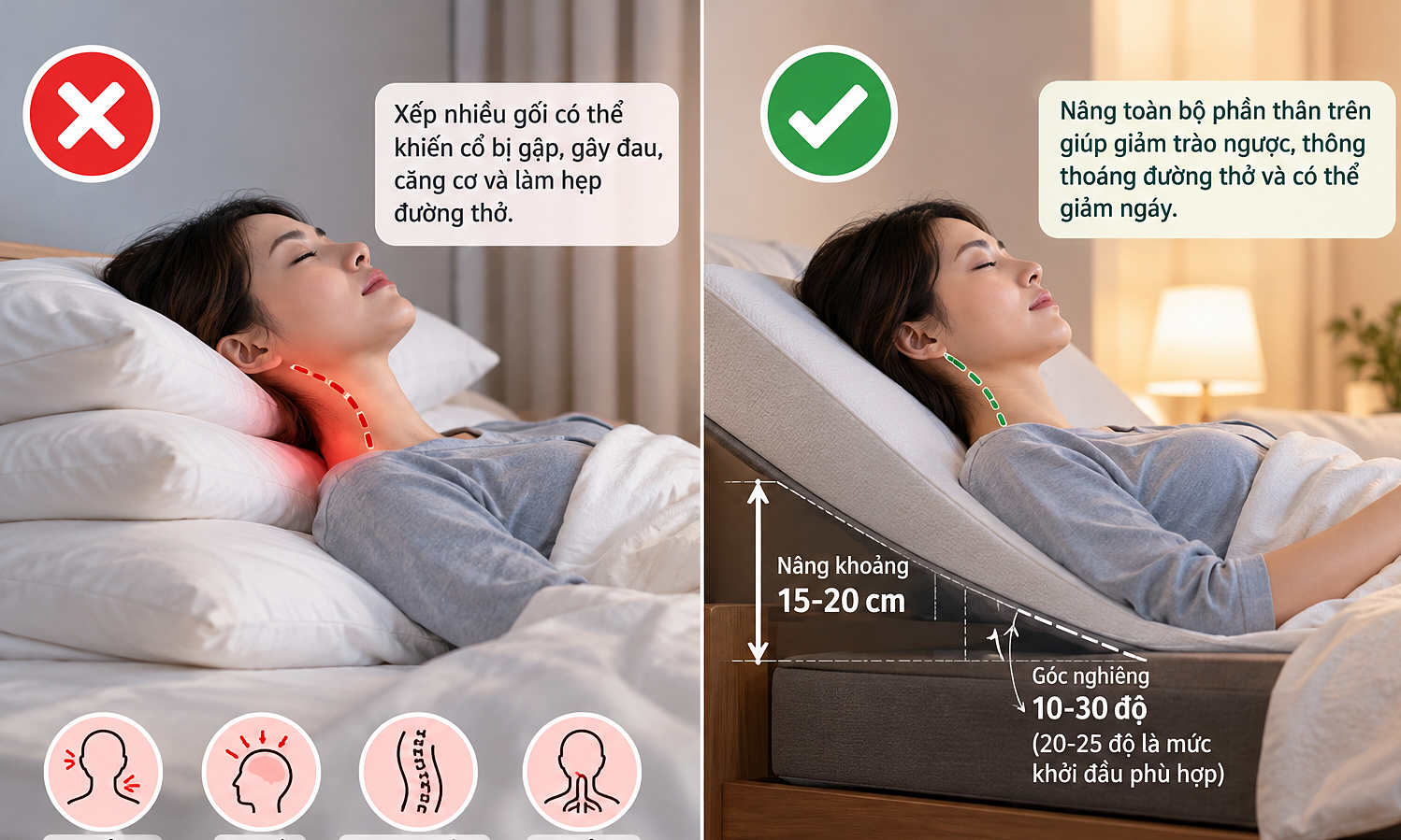 Mistakes when elevating your head during sleep