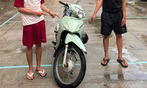 Motorbike theft exposed by video of youths provoking pedestrians