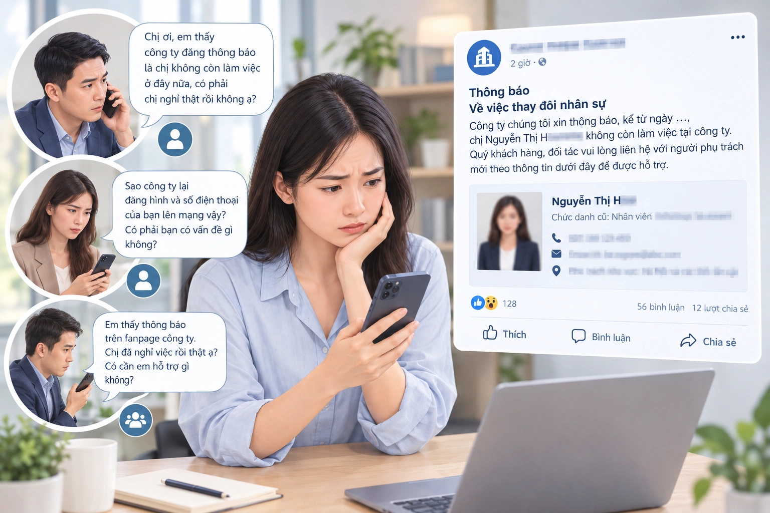 Does a company have the right to post a former employee's personal information online?