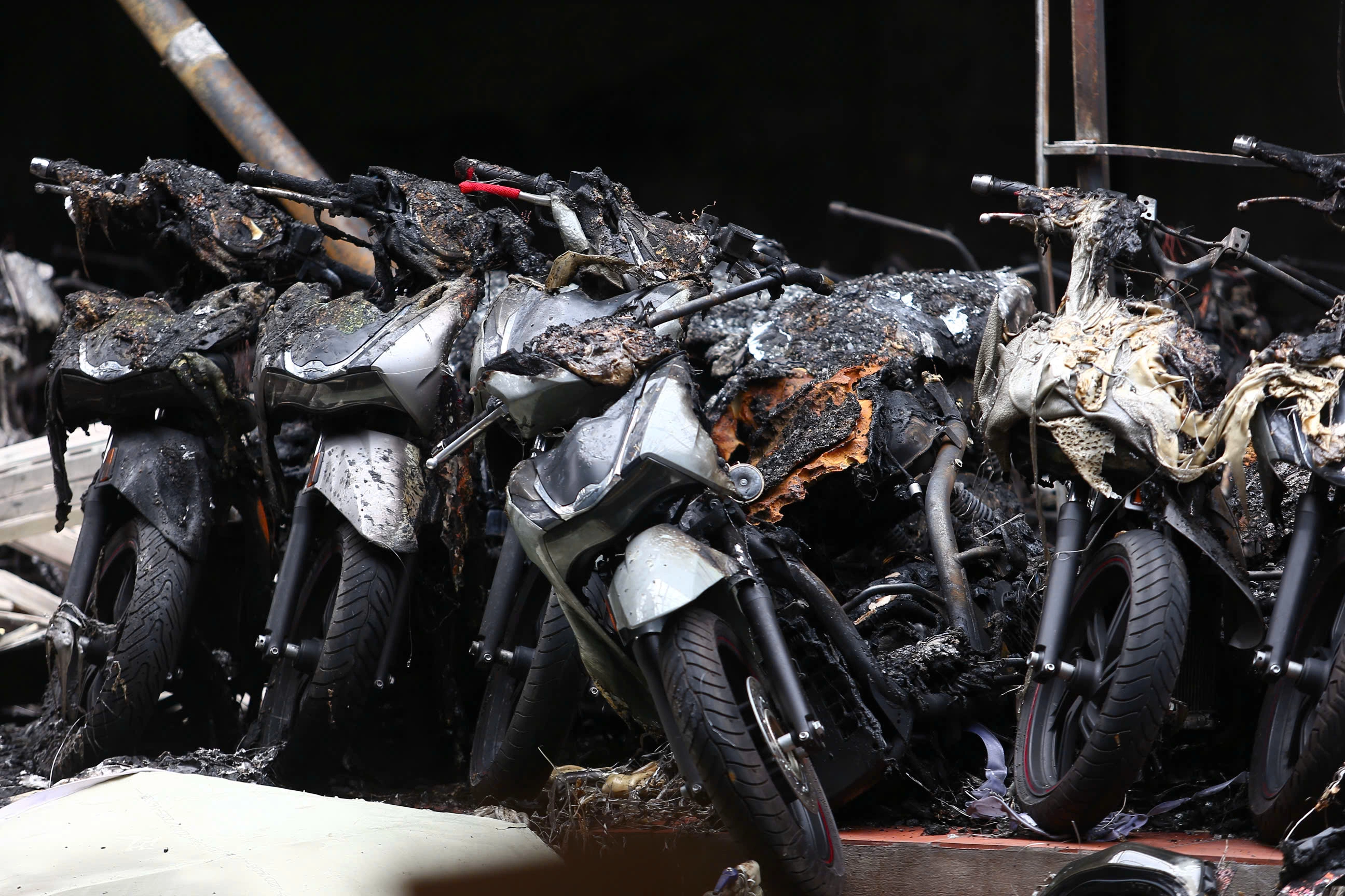 Many SH motorcycles reduced to frames after fire in Hanoi