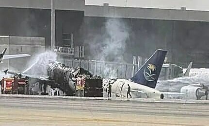 Saudi passenger jet 'destroyed' in Houthi attack on Riyadh