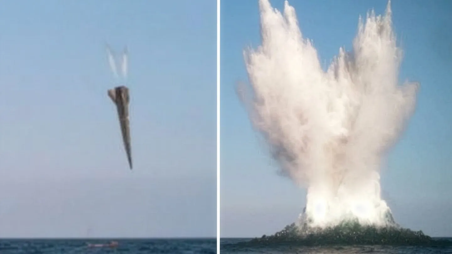 Moment south korean hypersonic weapon plunges into sea