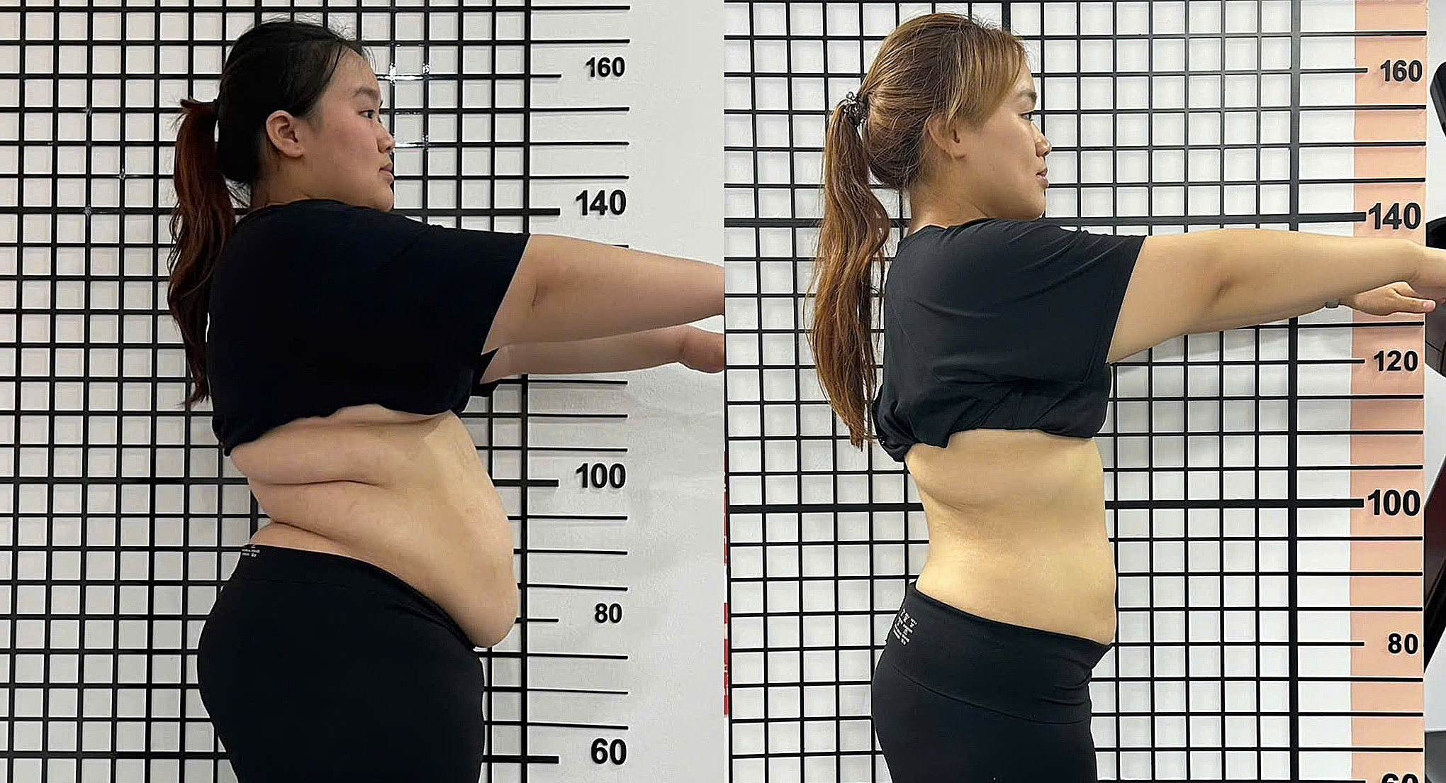 Body image complex, young woman reduces waist by 40 cm in 11 months