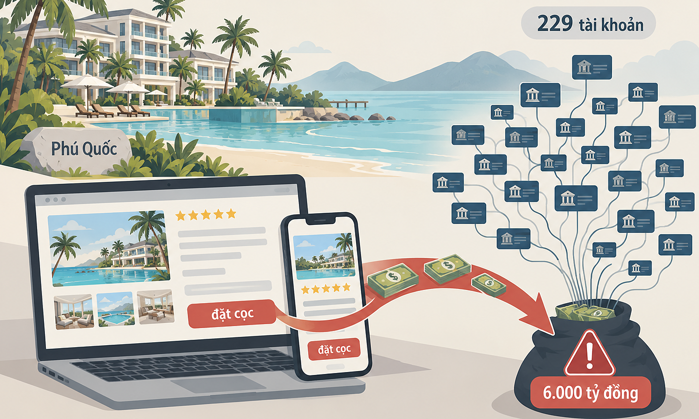 Phu Quoc 5-star resort scam: over 6,000 billion VND in transactions from deposit fraud