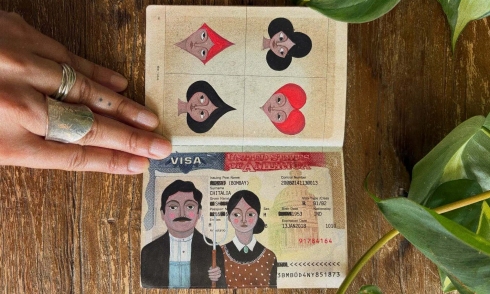 Daughter transforms late father's passport into artwork